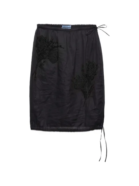 Prada embroidered organdy midi-skirt