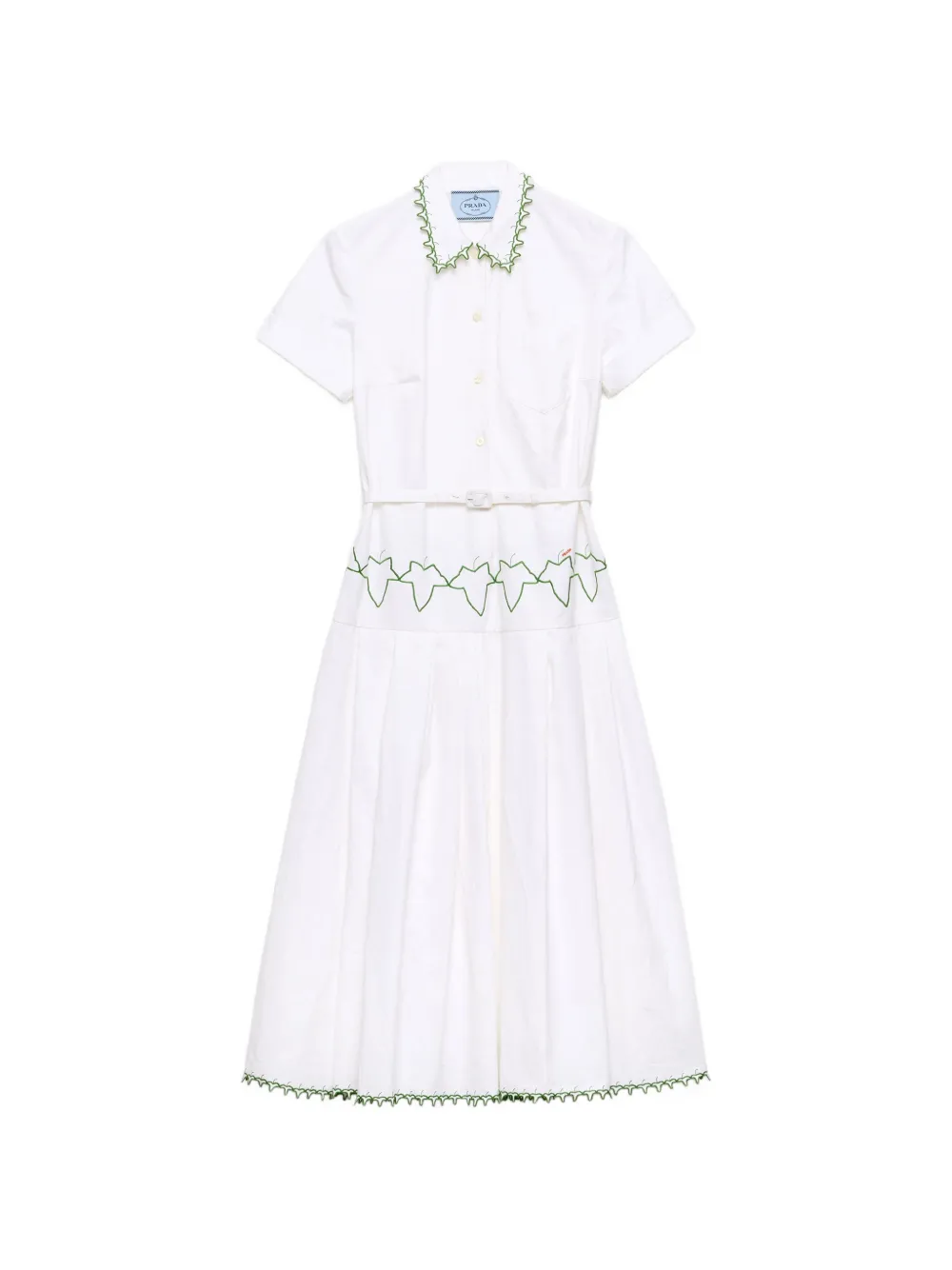 Prada embroidered old reps cloth dress - Bianco