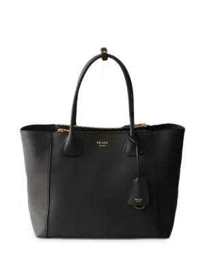 Prada Large Leather Tote Bag | Black | FARFETCH