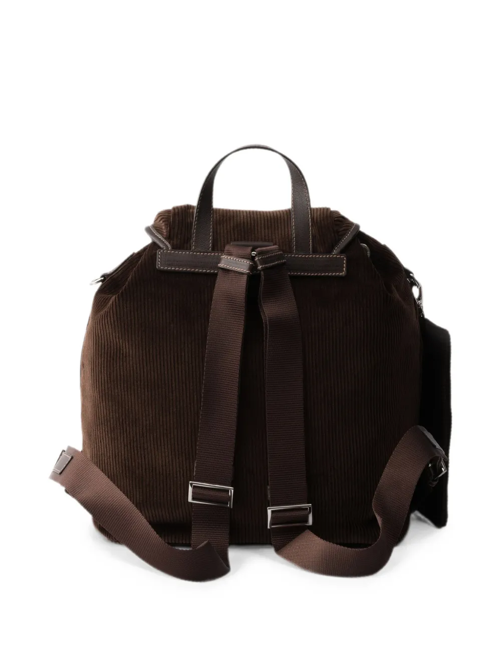 Prada Medium ribfluwelen en leren rugzak Bruin