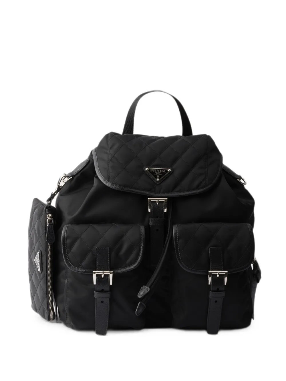Prada Medium Quilted Re-nylon Backpack With Saffiano Leather Trim
