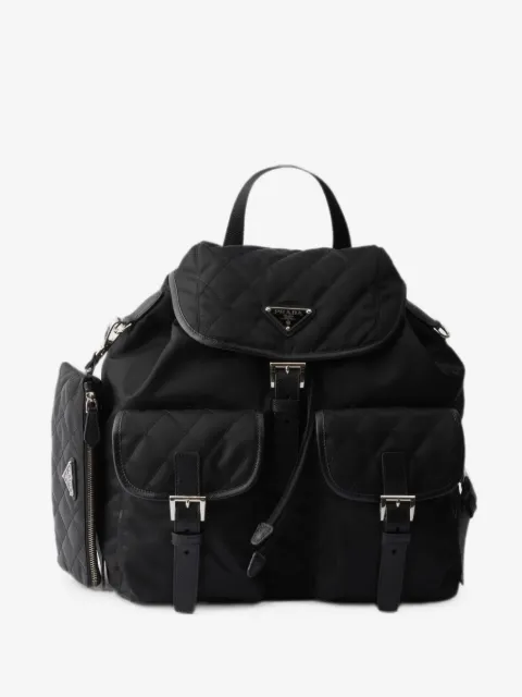 Prada mochila Re-Nylon mediana capitonada con ribete de piel Saffiano