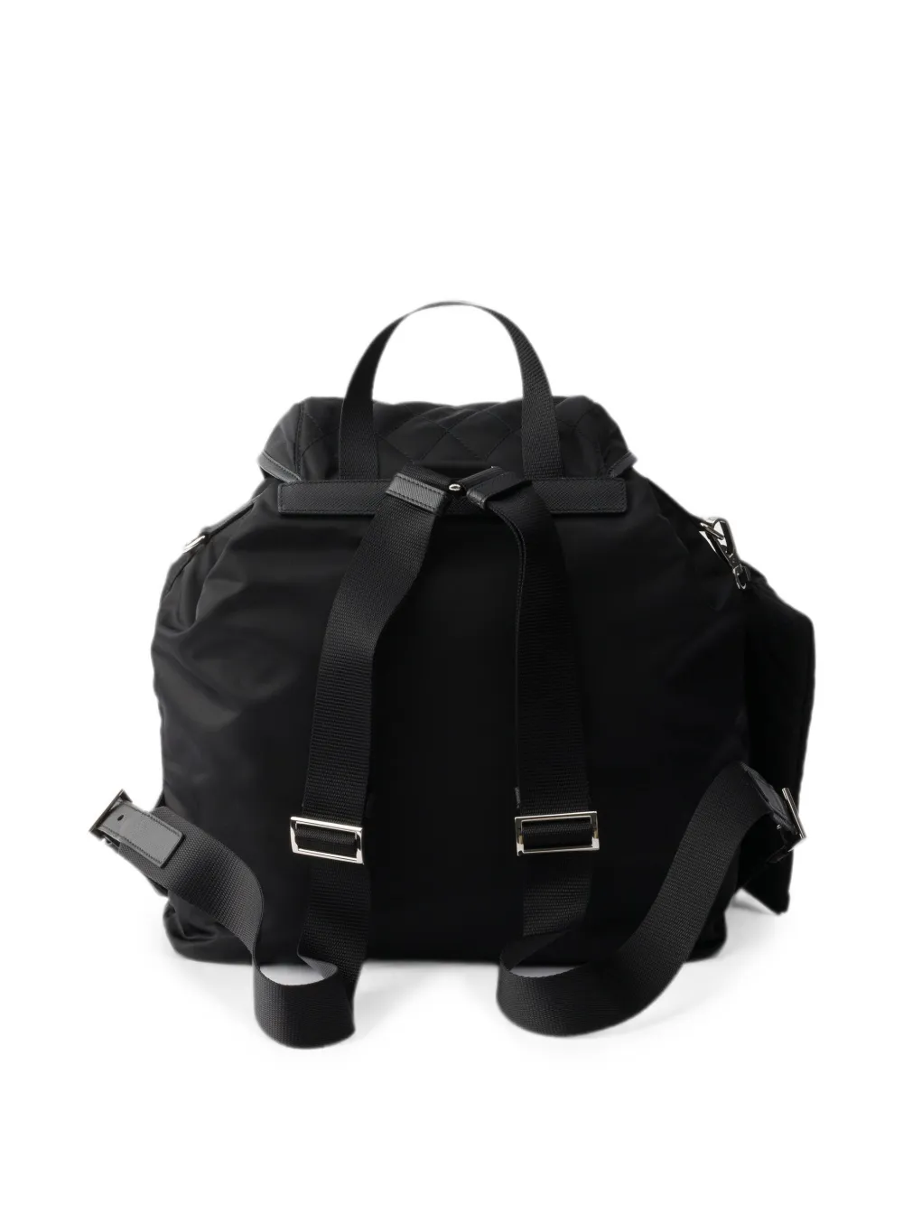 Prada Medium Re-Nylon gewatteerde rugzak met saffiano leren afwerking Zwart