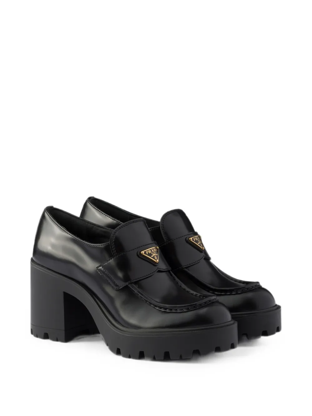Prada brushed-leather loafers Zwart