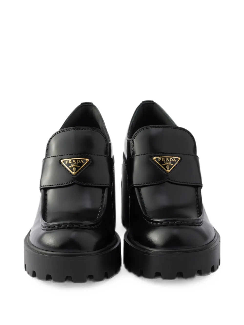 Prada brushed-leather loafers Zwart