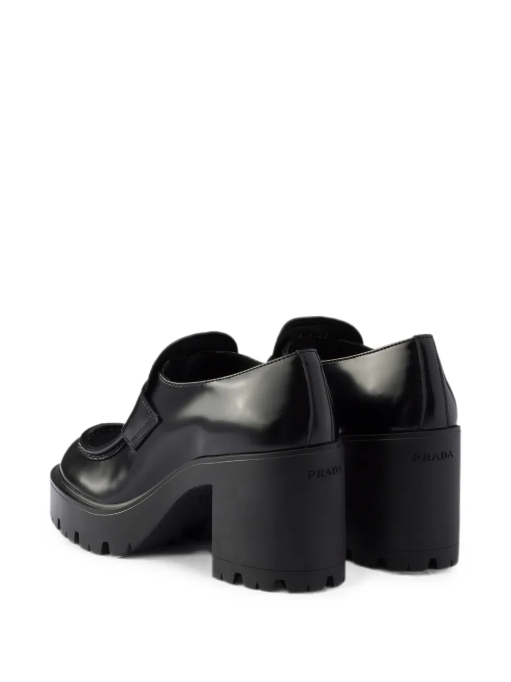 Prada brushed-leather loafers Zwart