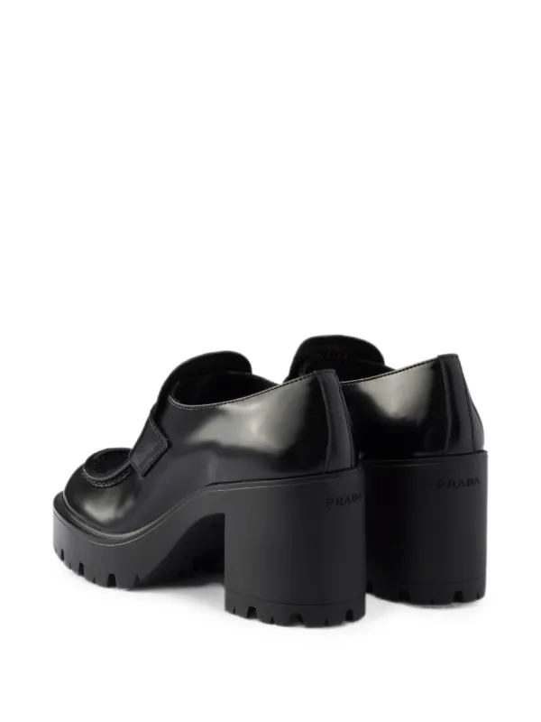 Prada レザーローファー | ブラック | FARFETCH JP