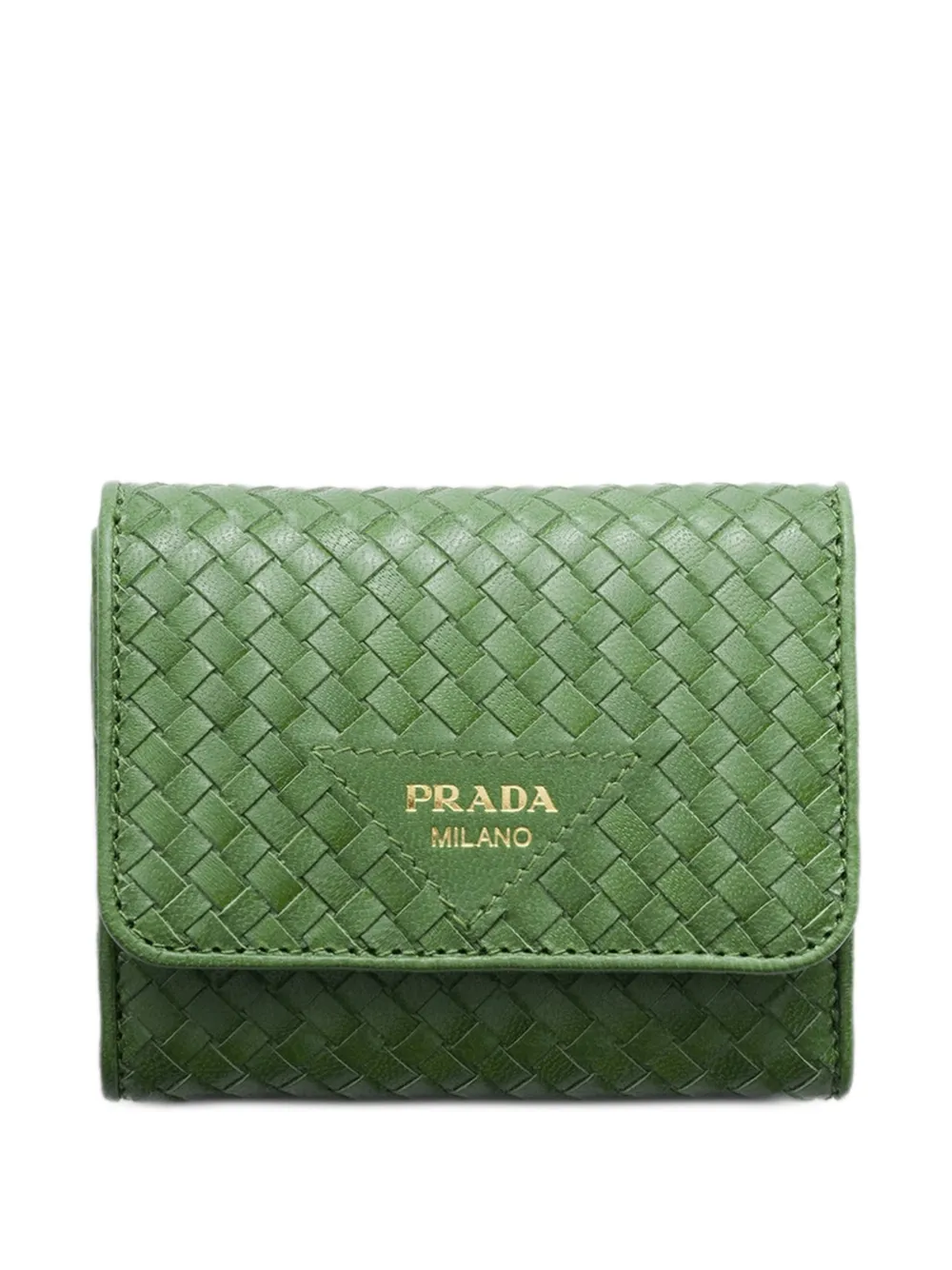Prada small woven madras leather wallet - Grün