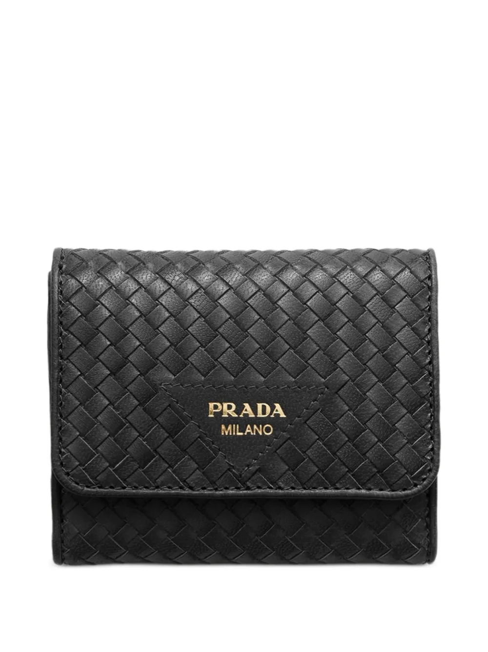 Prada small woven Madras leather wallet - Schwarz