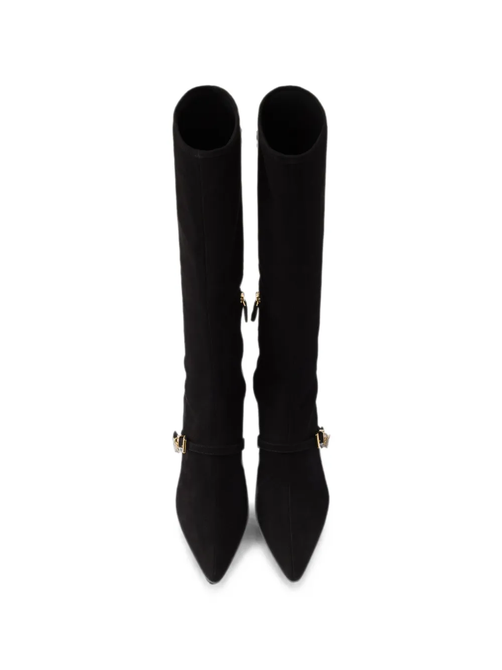 Prada stretch suede boots Zwart