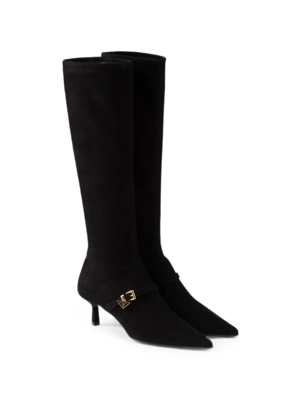 Prada stretch suede boots Zwart