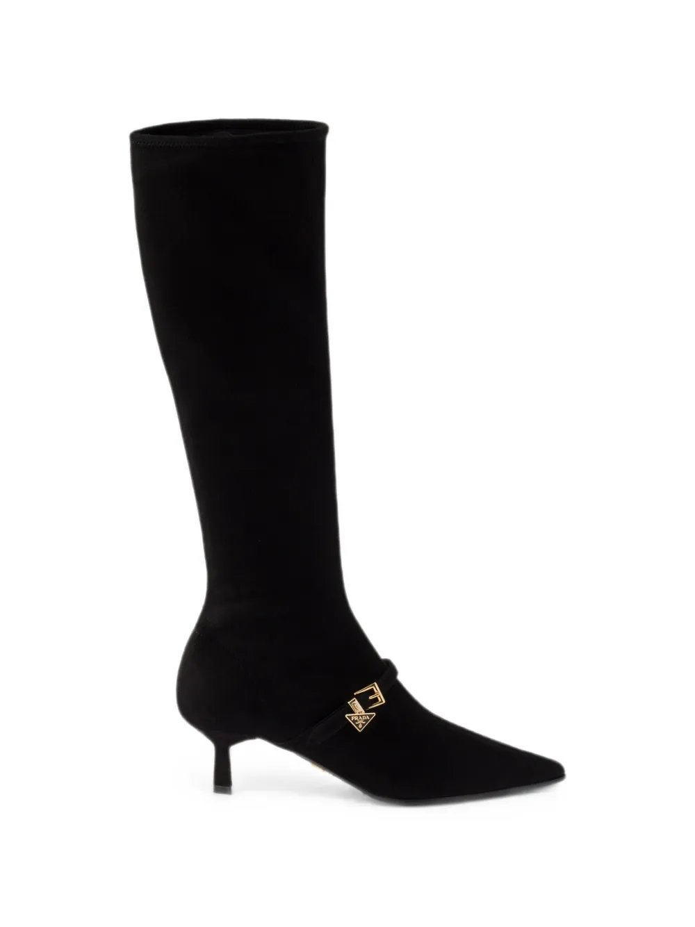 Prada stretch suede boots Zwart