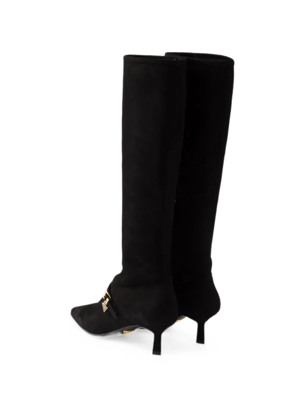 Prada stretch suede boots Zwart