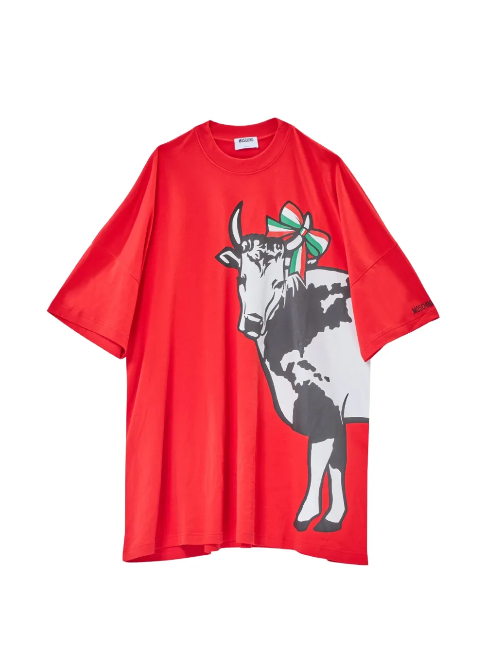 Moschino Abito corto oversize con stampa - Rosso