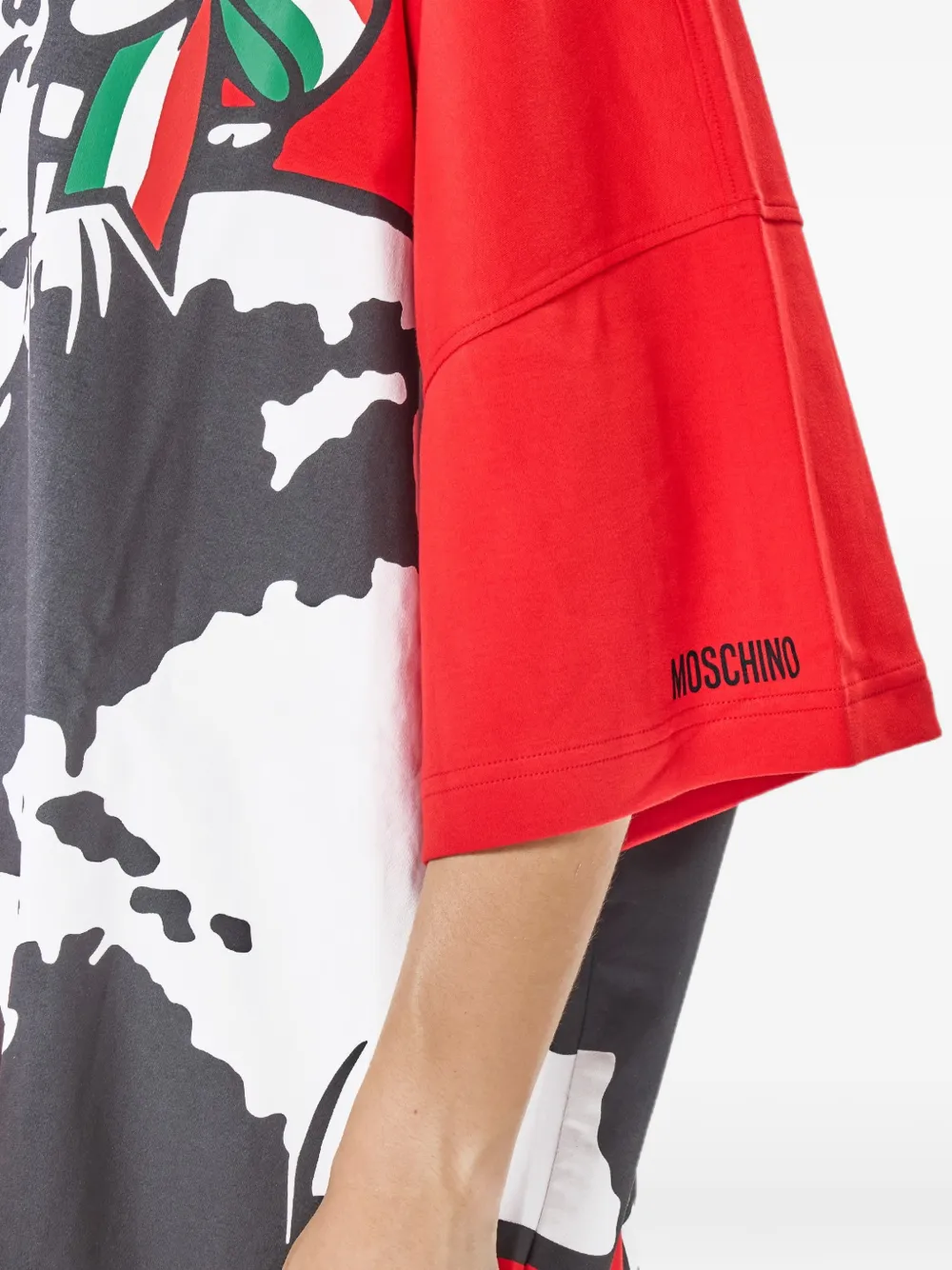 Moschino Oversized T-shirten mini-jurk met koeienprint Rood