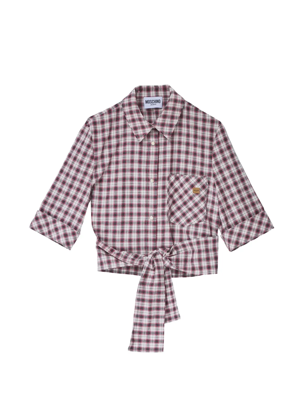 MOSCHINO JEANS check-pattern wrap-around shirt