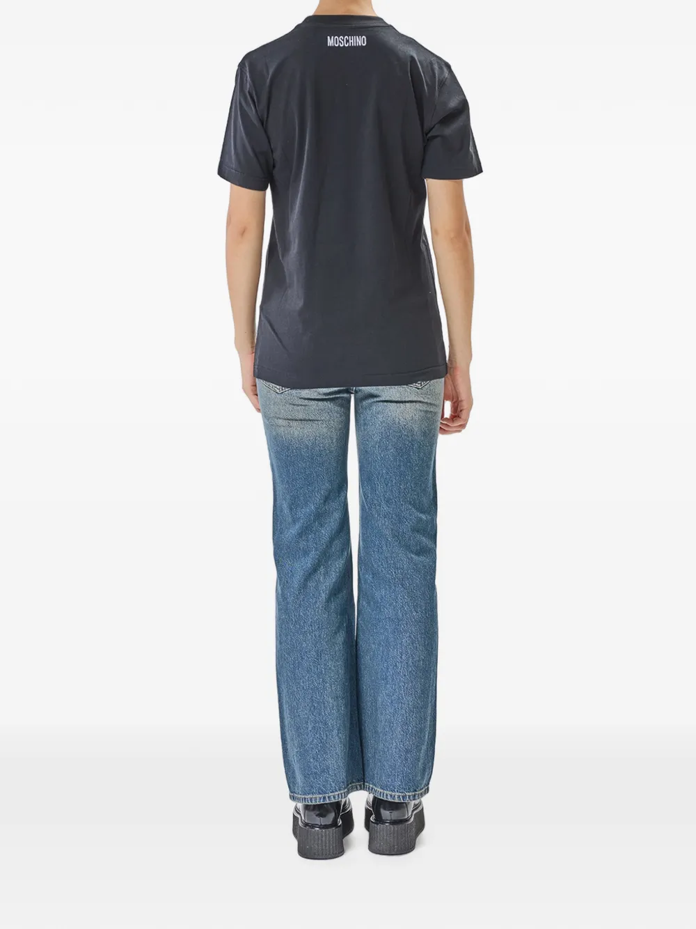 Moschino T-shirt met geborduurde tekst Zwart