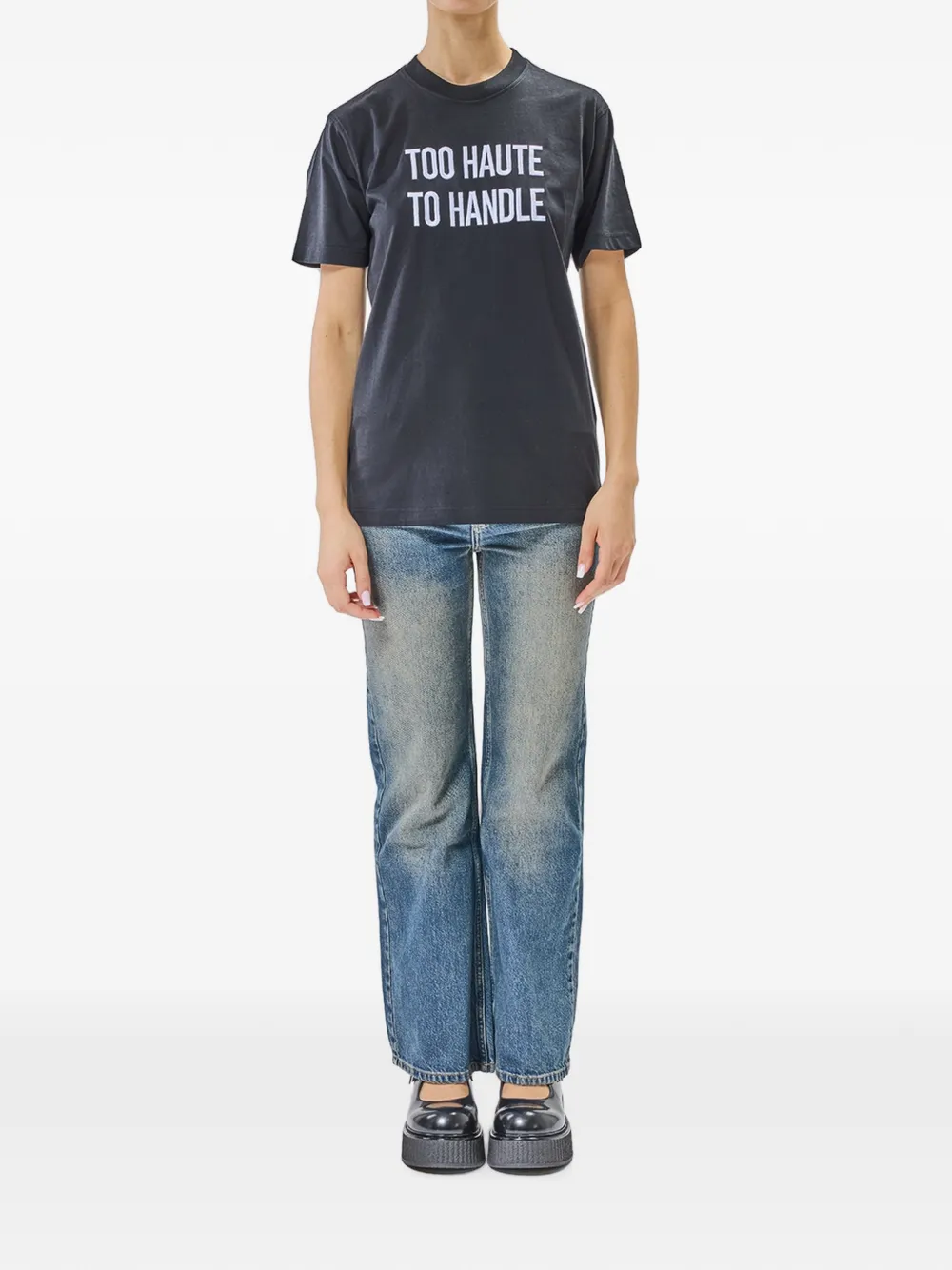 Moschino T-shirt met geborduurde tekst Zwart