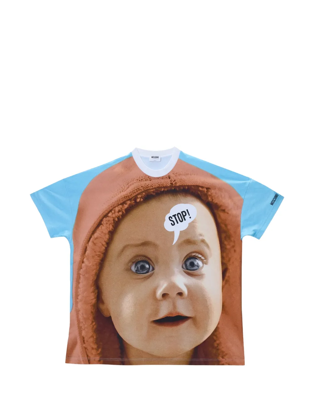 Moschino robe-chemise courte à imprimé graphique - Bleu