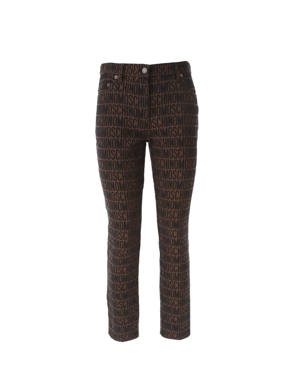Moschino logo-jacquard five-pocket trousers