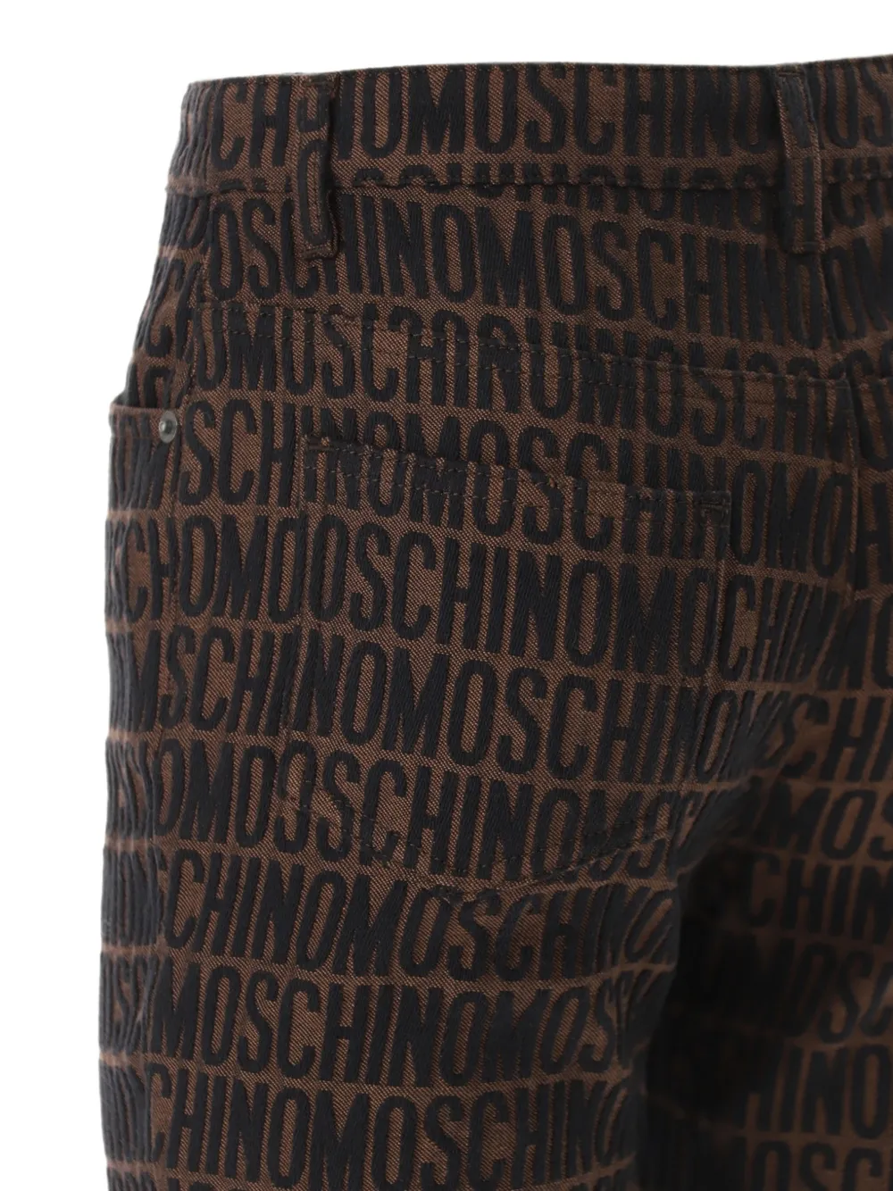 Moschino Broek met vijf zakken en logo-jacquard Bruin