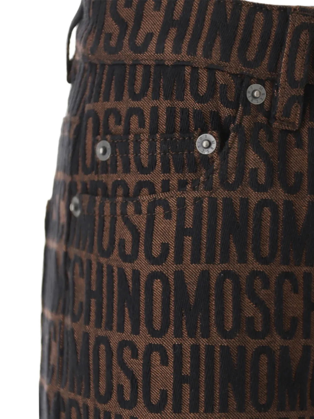 Moschino Broek met vijf zakken en logo-jacquard Bruin