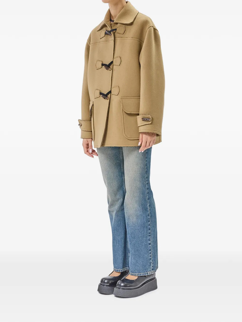 MOSCHINO JEANS Jas met gekerfde revers en houtje-touwtje sluiting Beige