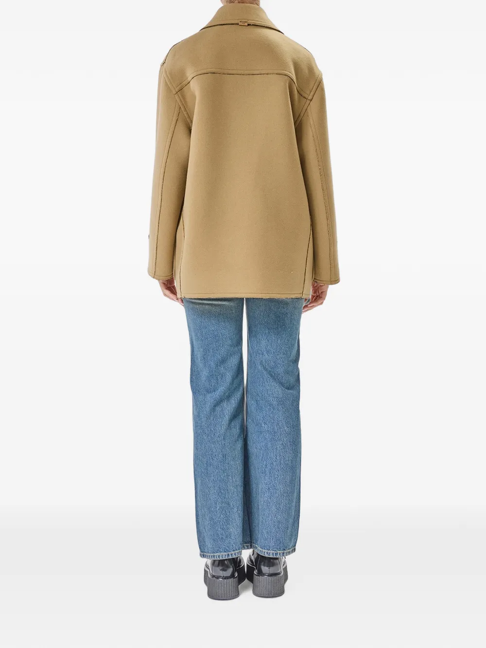 MOSCHINO JEANS Jas met gekerfde revers en houtje-touwtje sluiting Beige