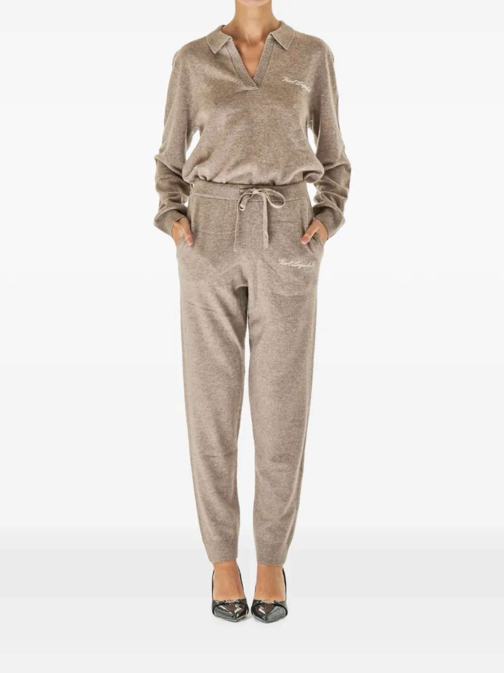 Karl Lagerfeld Trainingsbroek met geborduurd logo Beige