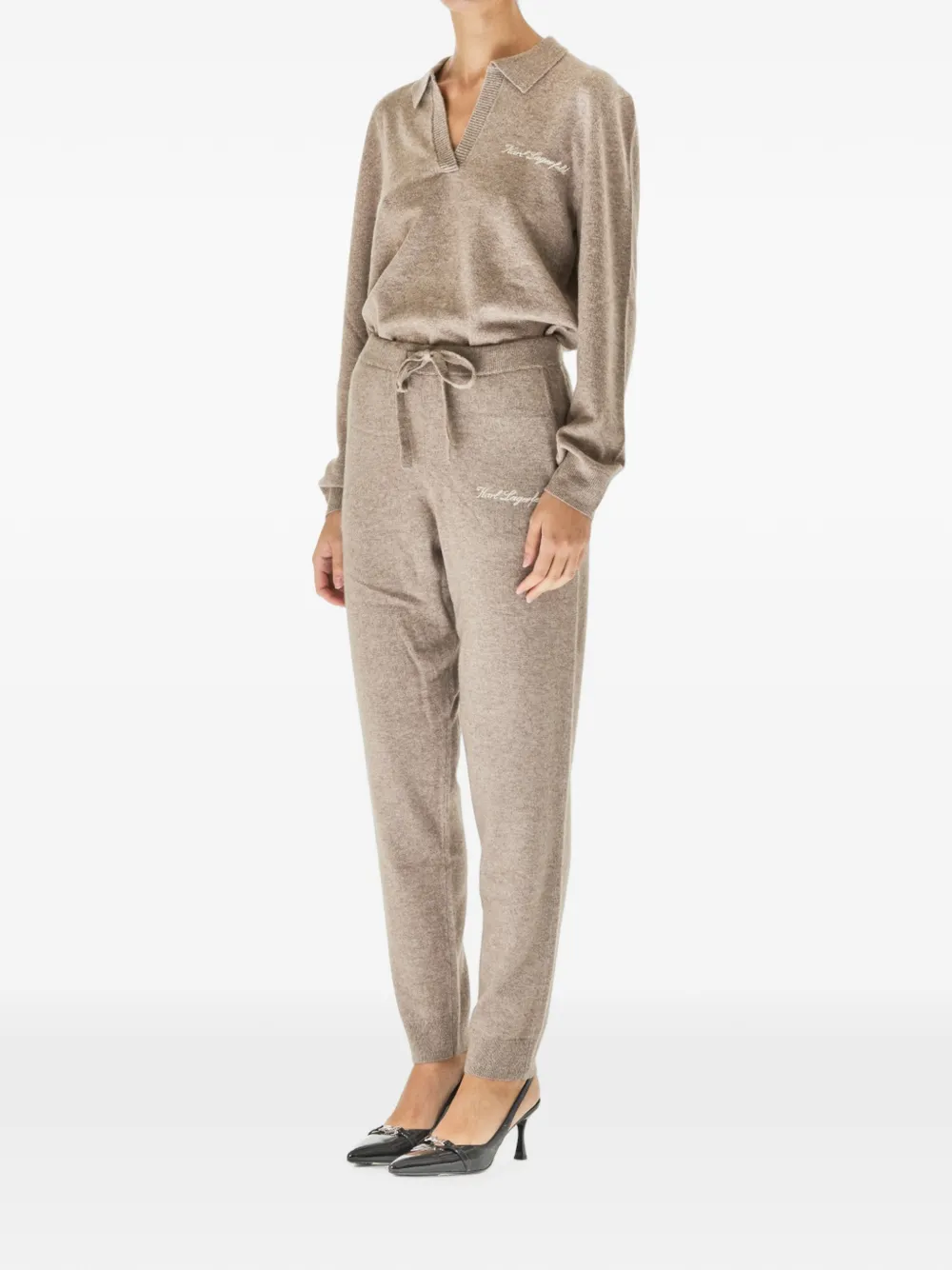 Karl Lagerfeld Trainingsbroek met geborduurd logo Beige