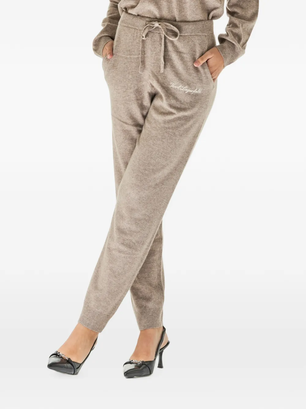 Karl Lagerfeld Trainingsbroek met geborduurd logo Beige