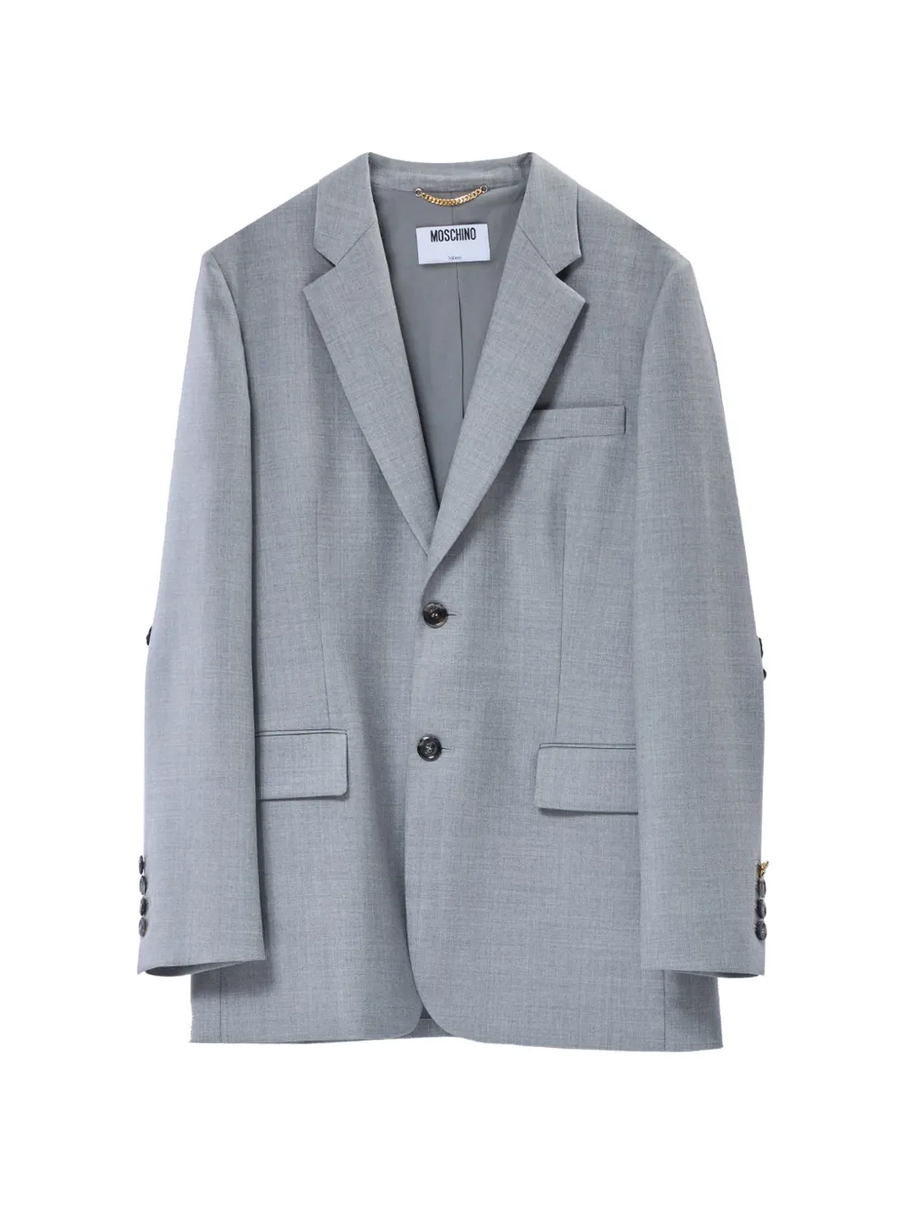Moschino Blazer in lana con ricamo sui gomiti - Grigio