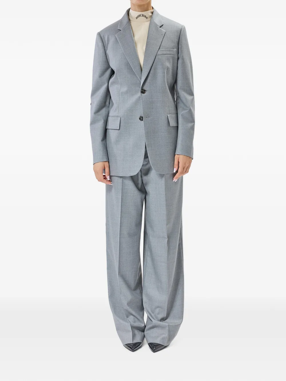 Moschino Wollen blazer met geborduurde elleboog Grijs