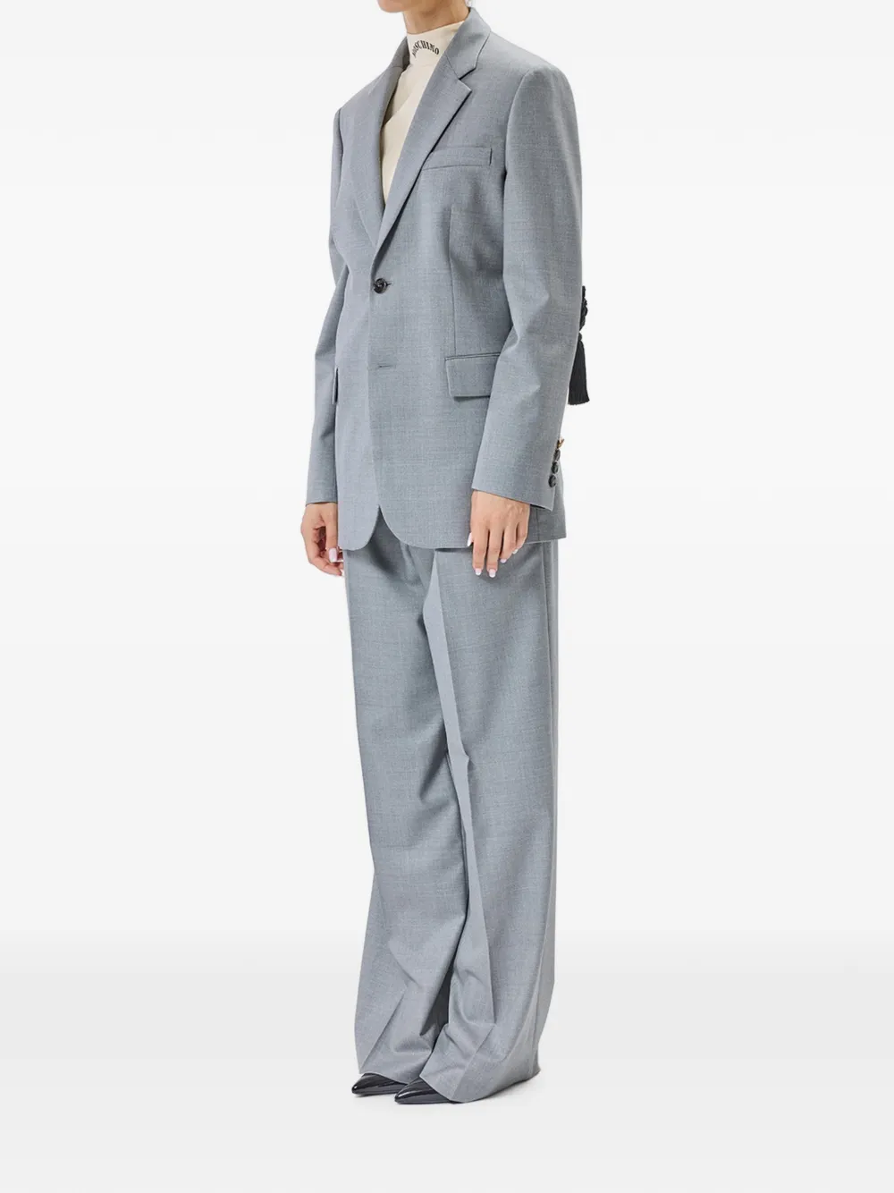 Moschino Wollen blazer met geborduurde elleboog Grijs