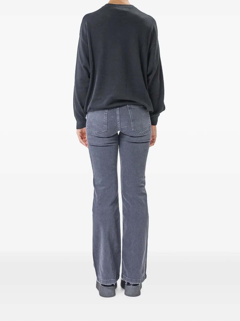 Moschino Intarsia gebreide sweater met theekop Zwart
