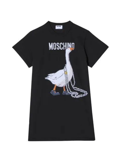 Moschino vestido corto estilo playera con ganso estampado