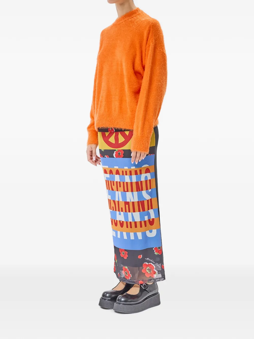 MOSCHINO JEANS Nuvola trui met logo-intarsia Oranje