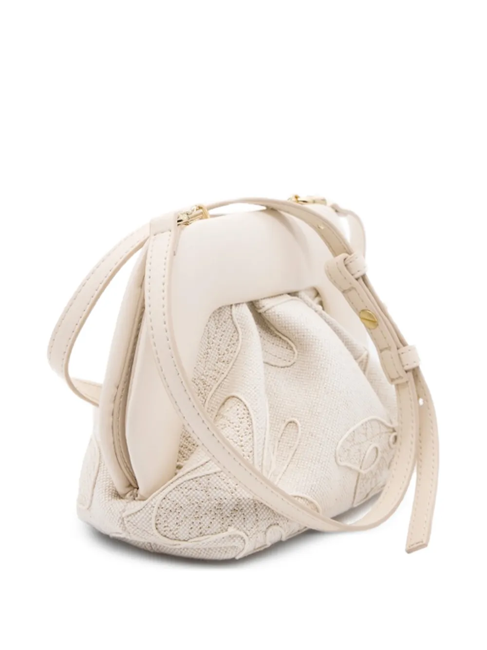 Themoirè Kleine Bios Ricamo clutch met borduurwerk Beige