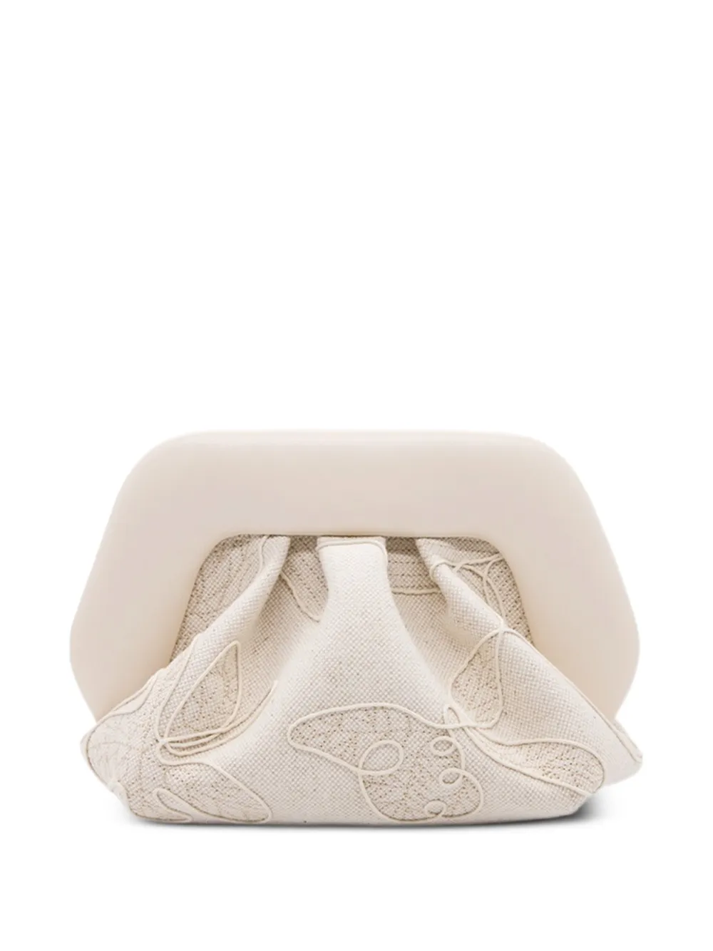 Themoirè Kleine Bios Ricamo clutch met borduurwerk Beige