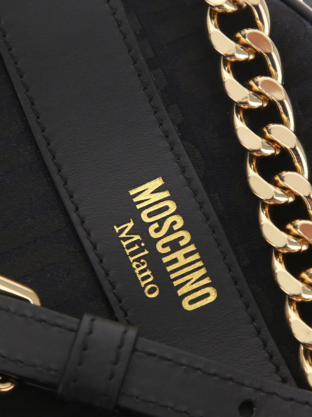 Moschino Ronde schoudertas met logo-jacquard Zwart