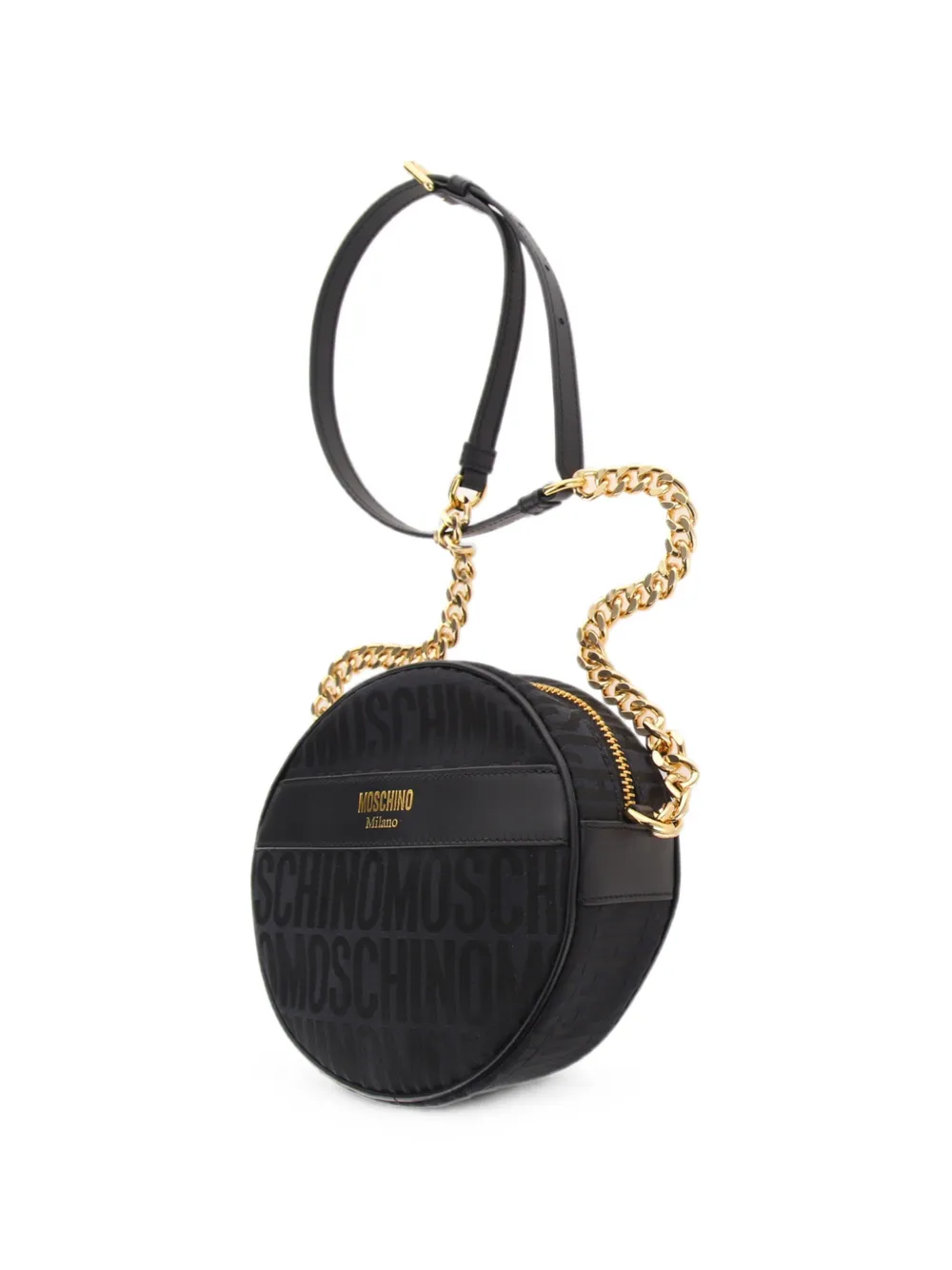 Moschino Ronde schoudertas met logo-jacquard Zwart