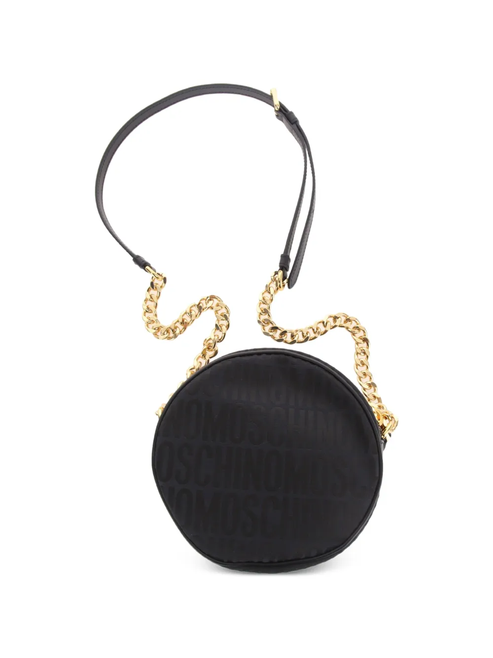 Moschino Ronde schoudertas met logo-jacquard Zwart