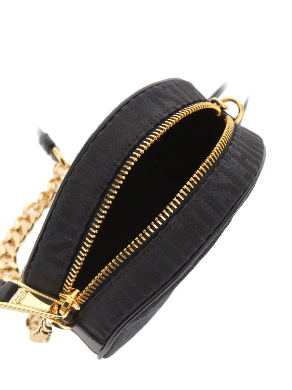 Moschino Ronde schoudertas met logo-jacquard Zwart