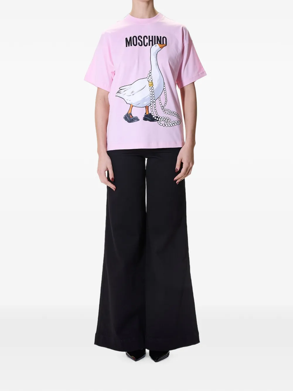 Moschino T-shirt met ganzenprint Roze
