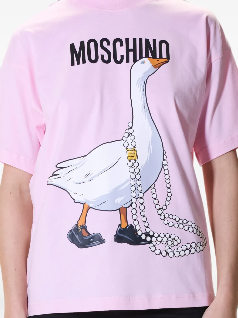 Moschino T-shirt met ganzenprint Roze