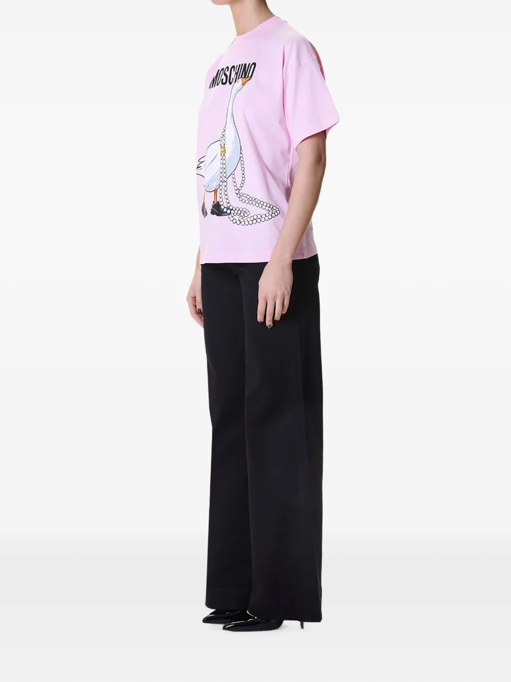 Moschino T-shirt met ganzenprint Roze