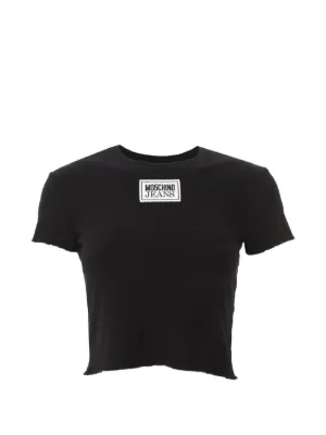 CHANEL Pre-Owned 1995 Logo Cropped T-shirt | Black | FARFETCH