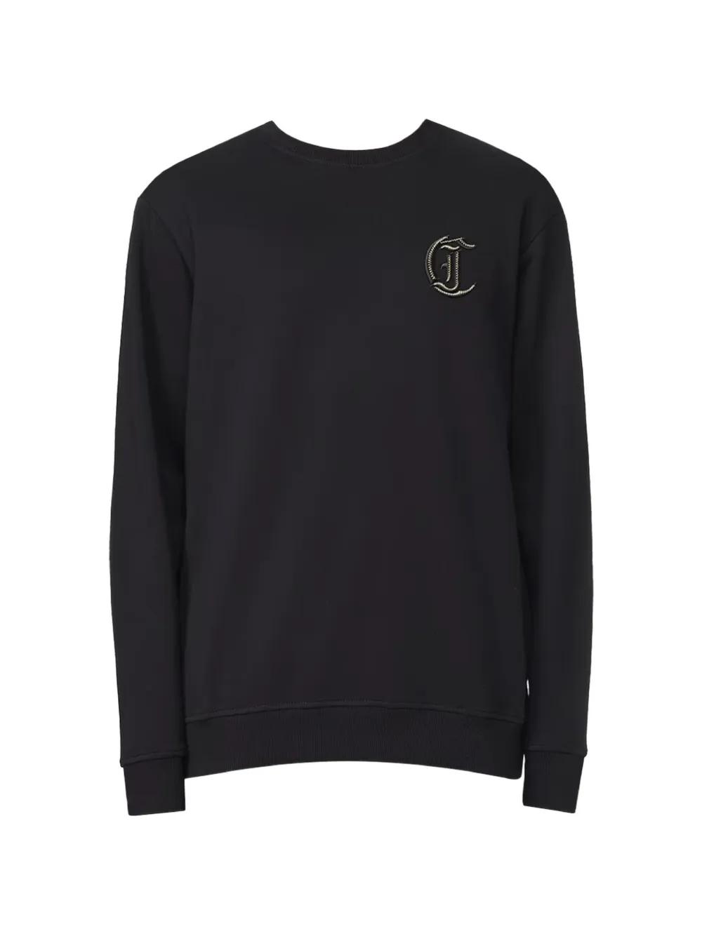Just Cavalli Katoenen sweater met geborduurd logo Zwart
