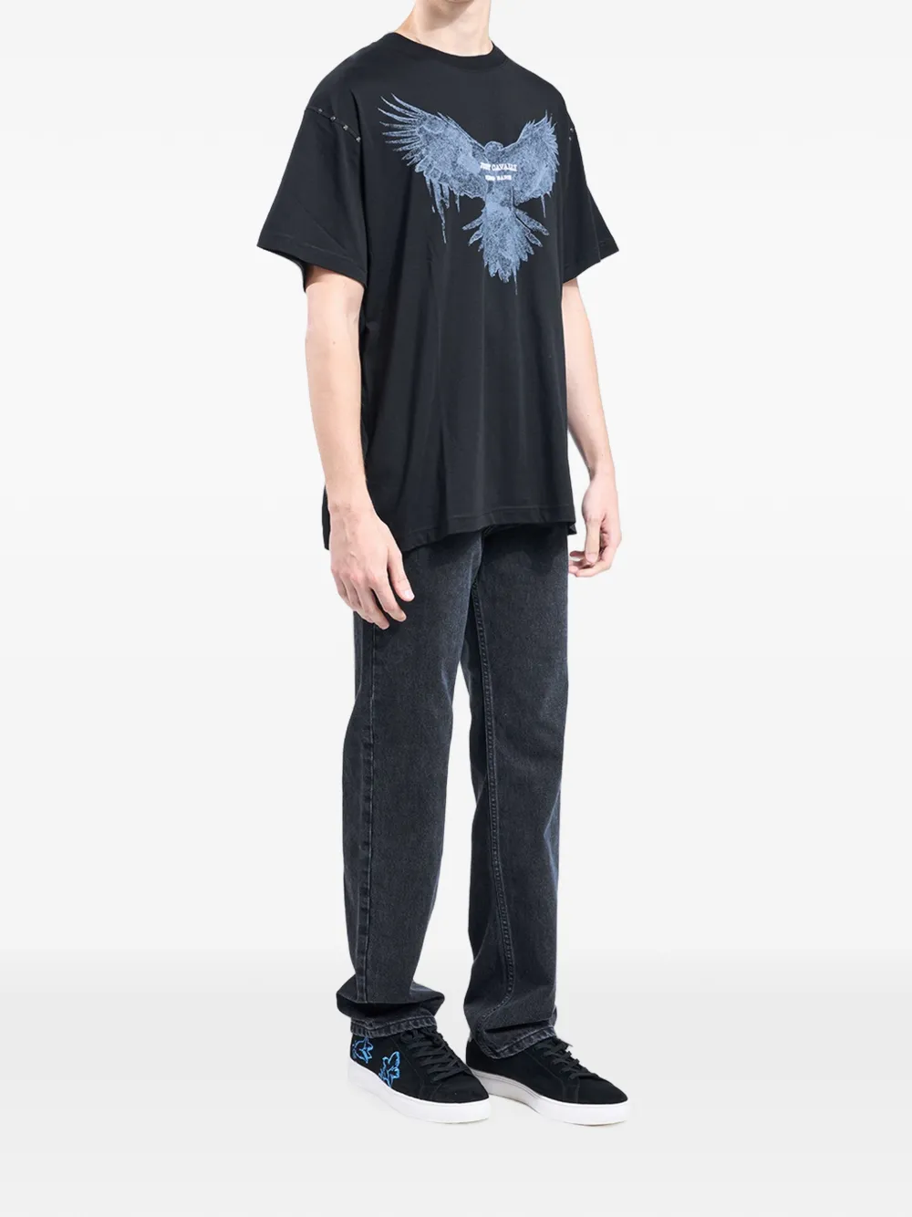Just Cavalli T-shirt verfraaid met studs en adelaarsprint Zwart