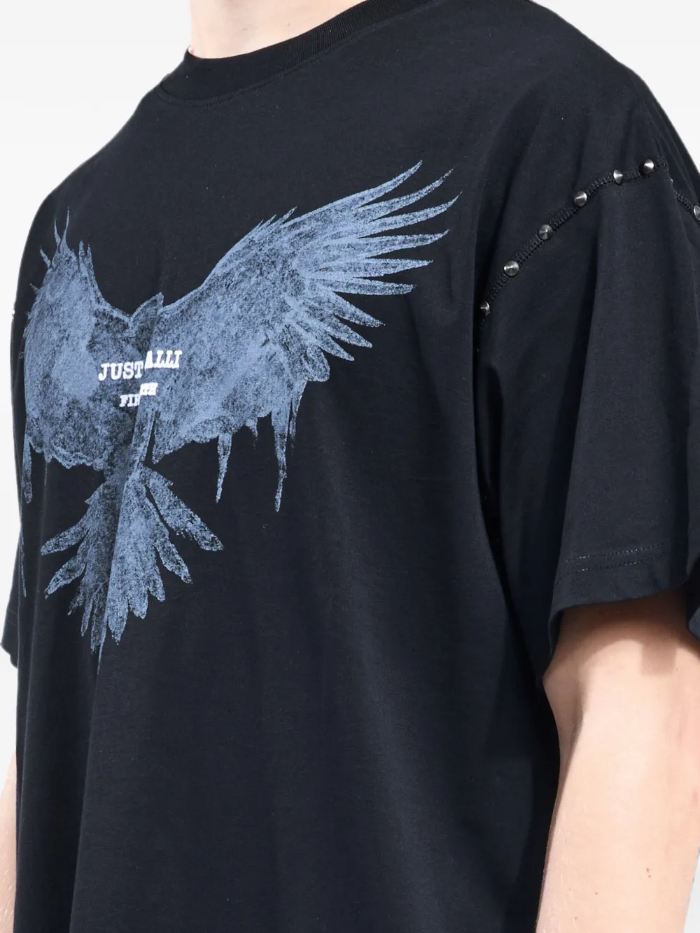 Just Cavalli T-shirt verfraaid met studs en adelaarsprint Zwart